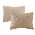 3 Piece Split Corner Pleated Quilted Bedspread Khaki King Khaki Polyester