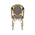 French Bistro Chair White Black Rattan