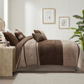 7 Piece Faux Suede Comforter Set Brown Queen Queen Brown Polyester