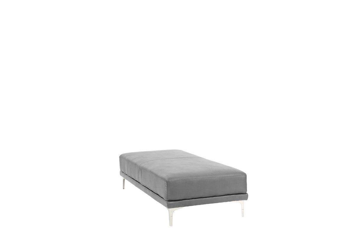 Modern Antique Gray Large Ottoman Metal Legs 1Pc Cocktail Ottoman Living Room Antique Gray Faux Leather Primary Living Space Grey Contemporary,Modern Rectangle Bonded Leather