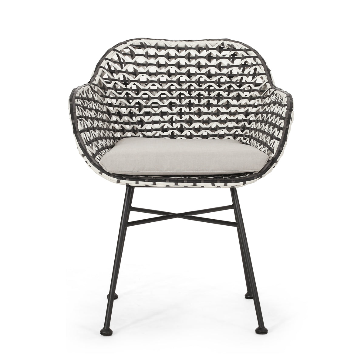 Herbert Chair Black Pe Rattan Iron Waterproof Fabric