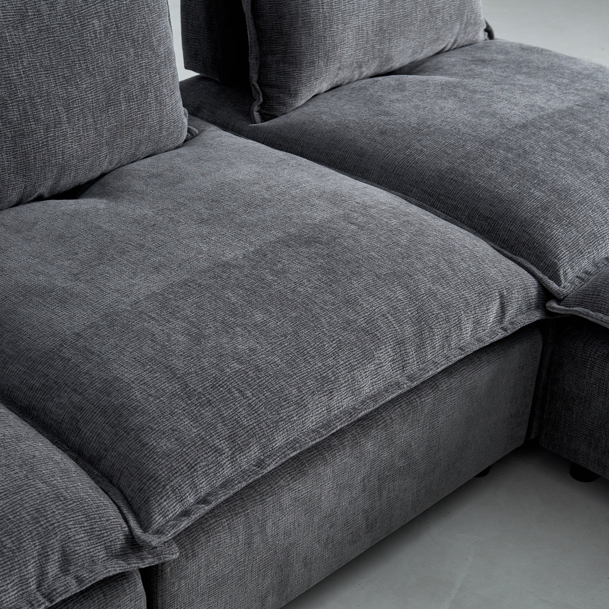 Mid Century Modern 3 Seater Sofa Couch For Living Room Modular Sectional Armless Sofa, Ultra Soft Chenille Fabric, Sturdy Frame, Comfortable And Stylish Furniture Gray Foam Chenille 3 Seat