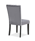 2Pc Casual Upholstered Velvet Upholstery Chair Channel Tufted Back Wooden Dining Room Furniture Gray Black Black,Gray Dining Room Contemporary,Modern Accent Chairs Tufted Back Set Of 2 Wood