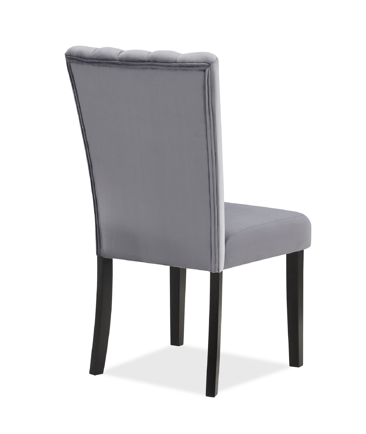 2Pc Casual Upholstered Velvet Upholstery Chair Channel Tufted Back Wooden Dining Room Furniture Gray Black Black,Gray Dining Room Contemporary,Modern Accent Chairs Tufted Back Set Of 2 Wood