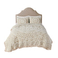 Tufted Cotton Chenille Medallion Fringe Coverlet Mini Set Taupe King Cal King King Taupe Cotton