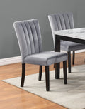 2Pc Casual Upholstered Velvet Upholstery Chair Channel Tufted Back Wooden Dining Room Furniture Gray Black Black,Gray Dining Room Contemporary,Modern Accent Chairs Tufted Back Set Of 2 Wood