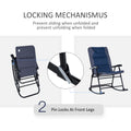 Outsunny 3 Piece Outdoor Patio Furniture Set With Glass Coffee Table & 2 Folding Padded Rocking Chairs, Bistro Style For Porch, Camping, Balcony, Navy Blue Blue Oxford Fabric