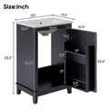 Viedo 20 Inch Modern Small Bathroom Vanity Cabinet With Ceramic Basin 20*15.5*33.3 Inches,Ample Storage,1 Soft Close Door Black Bathroom Solid Wood Mdf