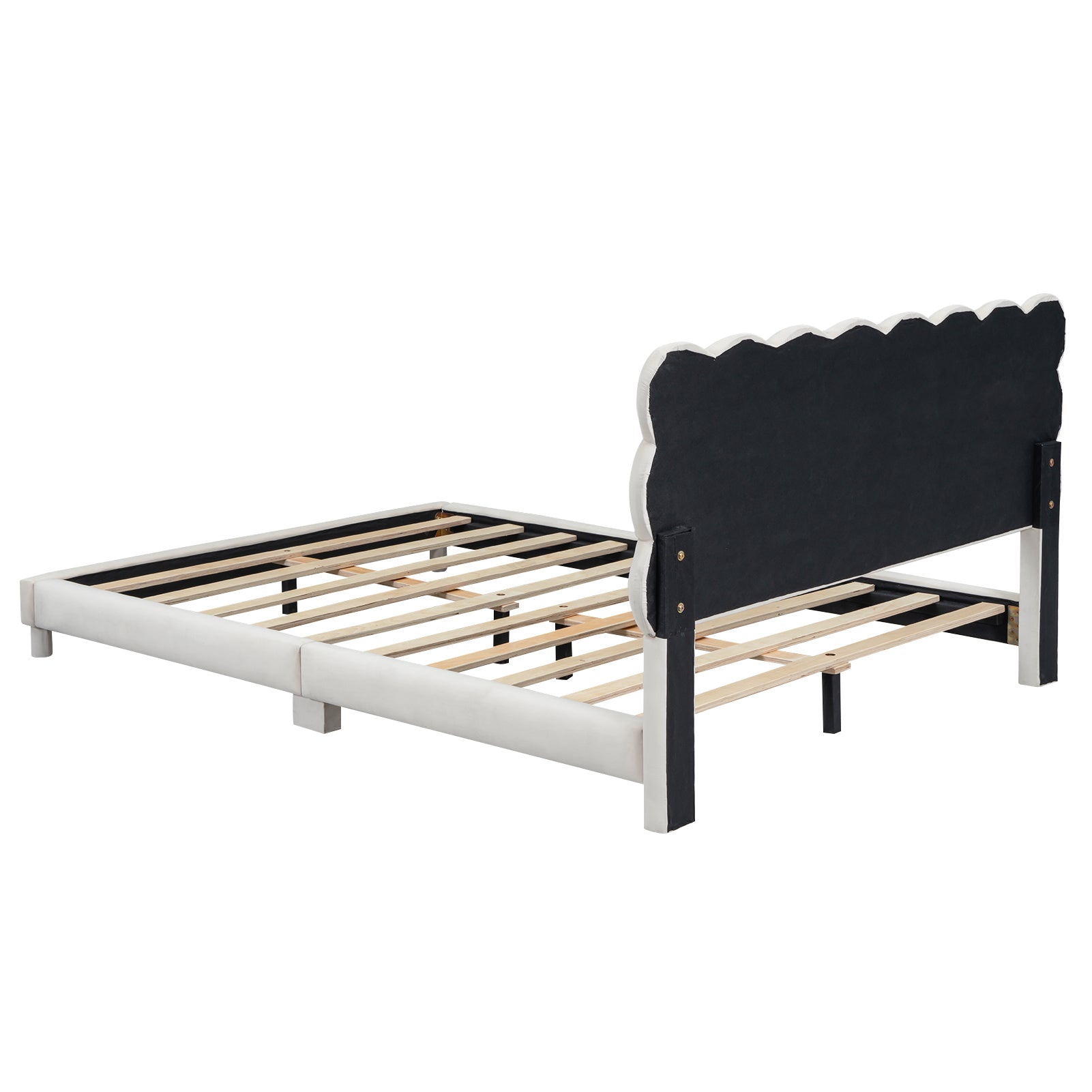 Full Size Upholstered Platform Bed With Soft Headboard,Beige Full Beige Upholstered