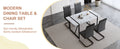 Table And Chair Set.A Modern Minimalist White Marble Veined Mdf Dining Table With Black Metal Frame.Paried With 4 Chairs With Pu Cushions And C Tube Black Metal Legs. White Black Seats 4 Mdf Metal