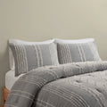 3 Piece Cotton Jacquard Comforter Set Gray Full Queen Queen Gray Cotton