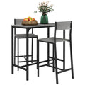 Homcom 3 Piece Bar Table And Chairs, Industrial Dining Table Set For 2, Counter Height Kitchen Table With Bar Stools, Breakfast Table Set For 2 For Small Space, Gray Grey Mdf