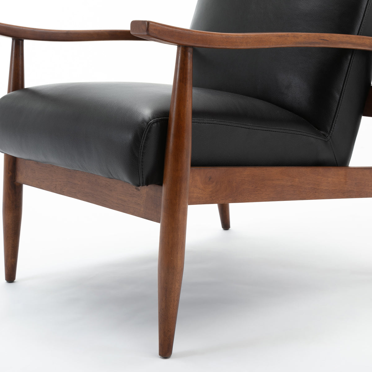 Archer Black Leather Gel Wooden Base Accent Chair Black Foam Faux Leather