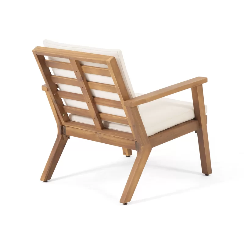 Temecula Outdoor Acacia Wood 4 Seater Chat Set Loveseat&Coffee Table&2 Club Chairs Brown Patina Finish Cream Cushion Yes Complete Patio Set Natural Cream Seats 4 Weather Resistant Frame Water Resistant Cushion Garden & Outdoor Acacia Wood