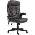 Homcom High Back Vibration Massage Office Chair With 6 Vibration Points, Heated Reclining Pu Leather Computer Chair With Armrest And Remote, Dark Brown Brown Pu