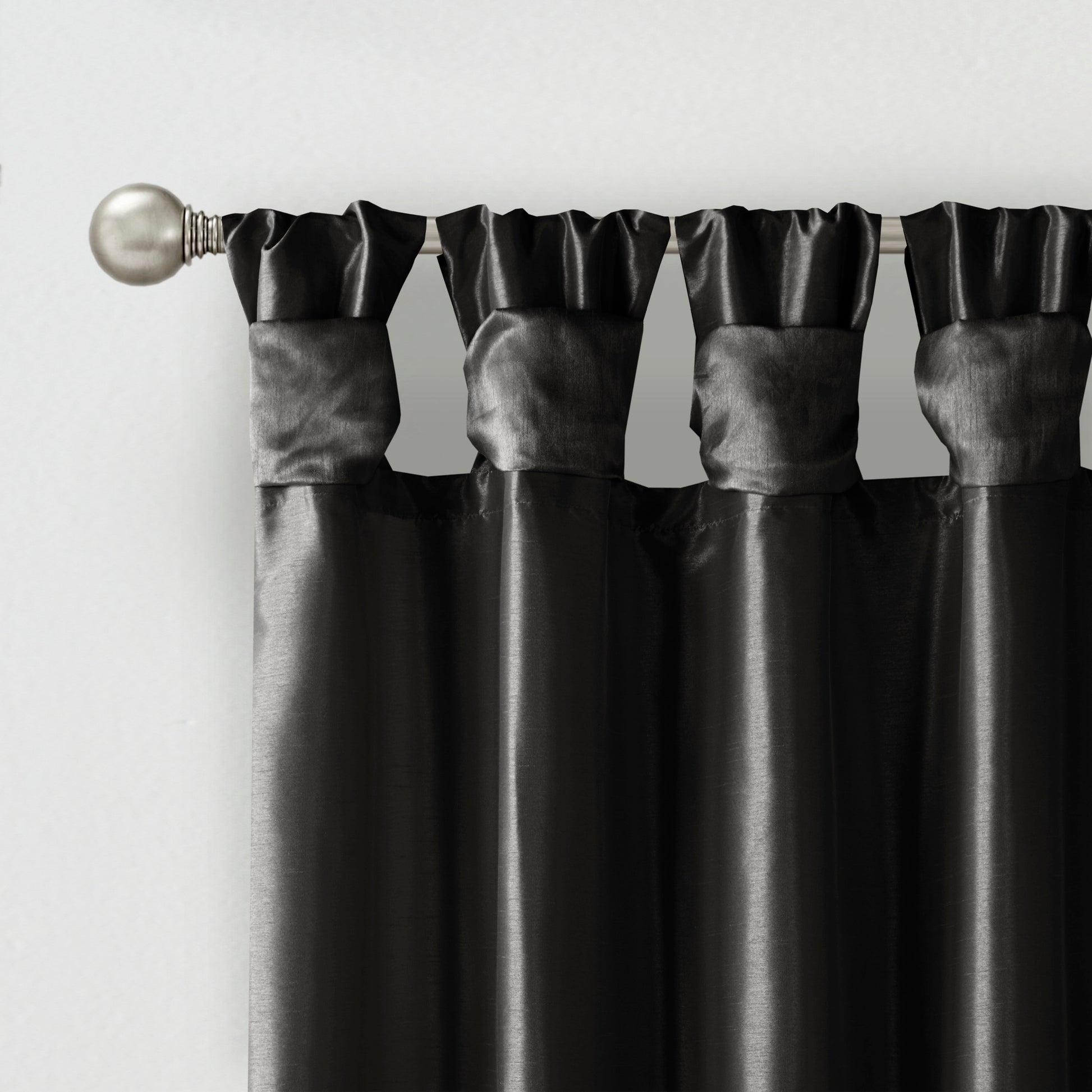 Twist Tab Lined Window Curtain Panel Black 50X108" Black Polyester