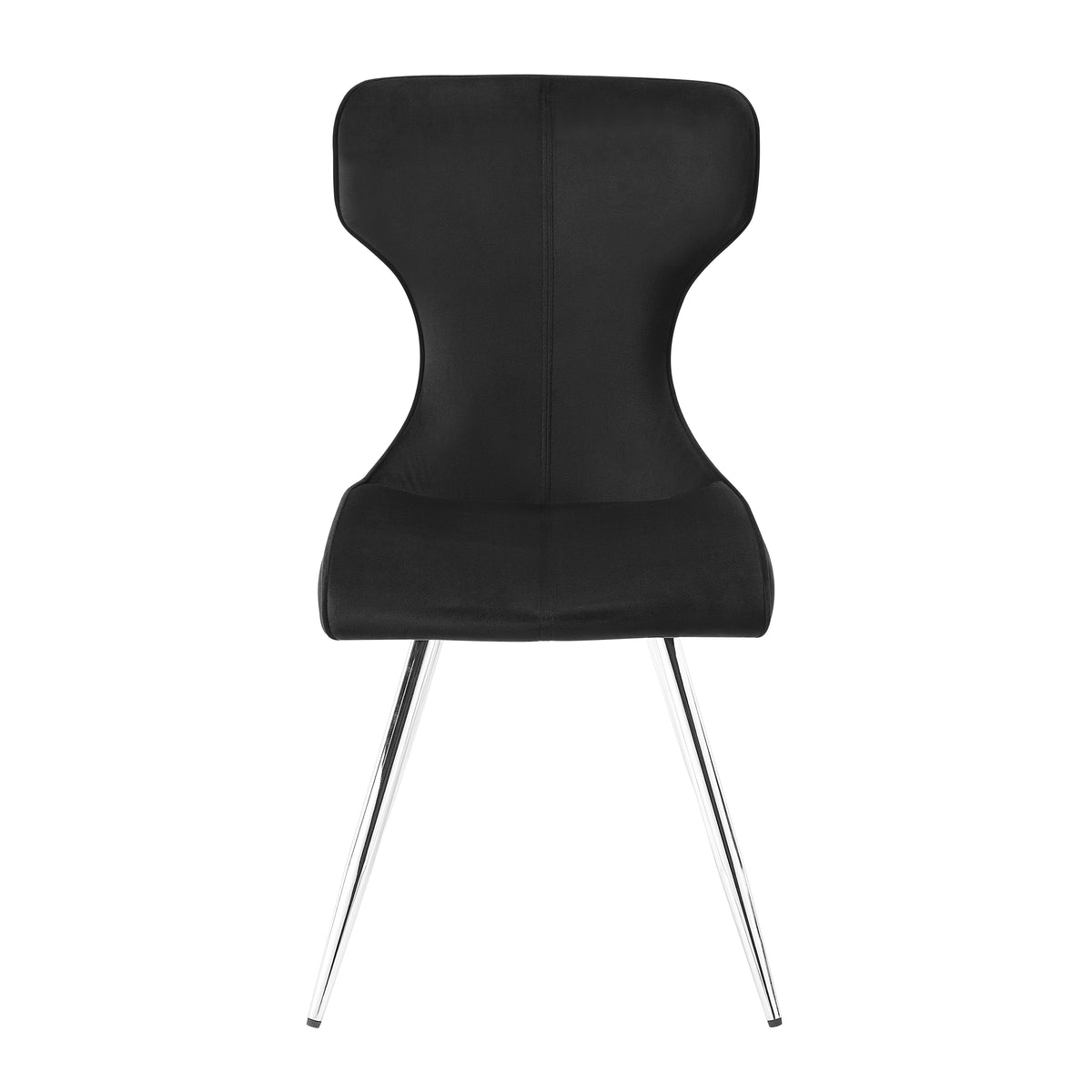 Ultra Modern Dining Furniture Set Of 2 Side Chairs Black Velvet Upholstery Chrome Finish Metal Legs Black,Chrome Dining Room Ultra Modern Side Chair Set Of 2 Metal
