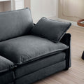 Oversized Modular Cushioned Sofa With Conversible Ottoman, 3 Seater Sofa With 2 Footstools, U Shape Sofa Ingrey Corduroy Fabric Grey Corduroy 3 Seat