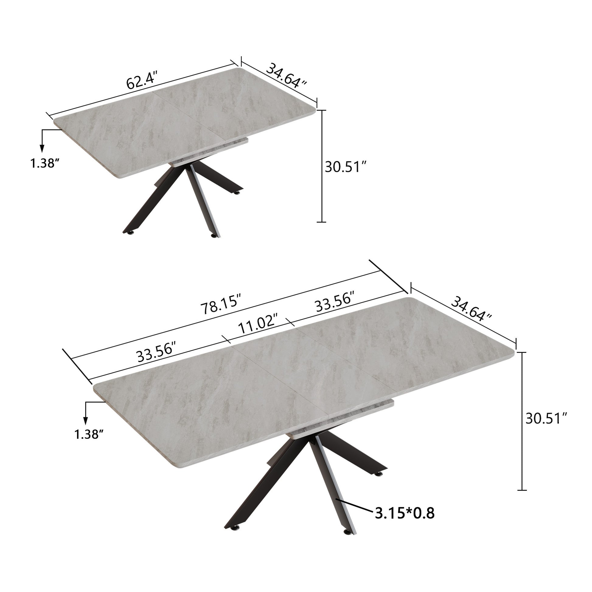 Scalable Dining Table Table Set For 6 8 Person For Dining Room,C Shaped Tube Soft Padded Armless Dining Chairs And Very Large Dining Room Table Kitchen Table Chair Set With Metal Legs Grey Mdf Metal