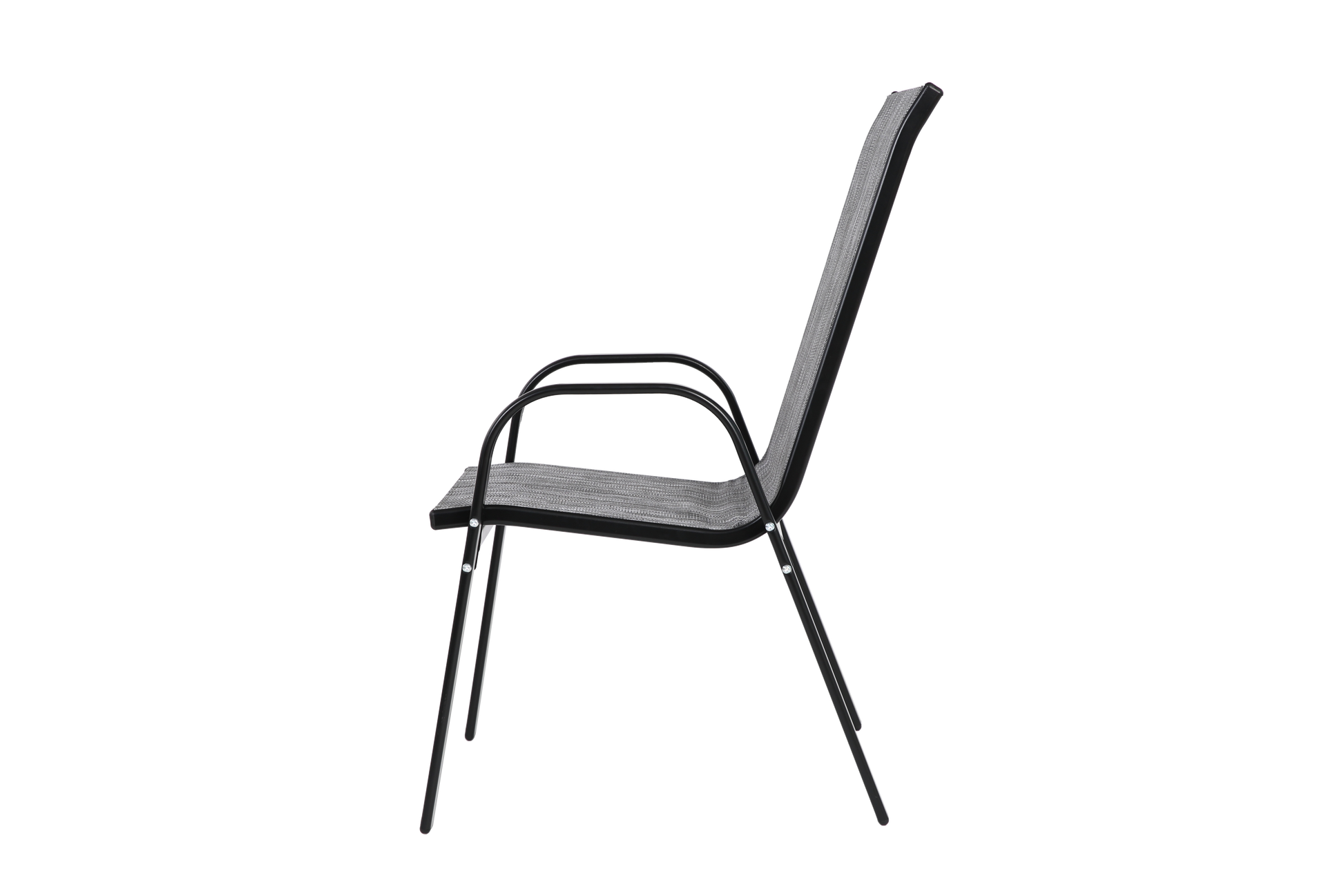 4 Piece Patio Chairs, Outdoor Camping Chairs Withtextilene Fabric, Set Of 2 Garden Chairs With Armrest High Backrest For Garden Patio Pool Beach Yard Space Saving Grey Grey Steel