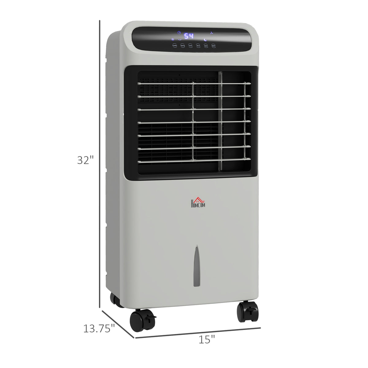 Homcom 32" Evaporative Air Cooler With 3.2 Gal Water Tank, 60 Oscillating, 3 In 1 Ice Cooling Fan, Portable Swamp Cooler With Humidifier For Home Office, 3 Modes, 3 Speeds, 12H Timer, Remote, Gray