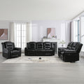 Home Theater Recliner Set Manual Recliner Chair With Wide Armrest, Two Built In Cup Holders For Living Room,Bedroom, Black Old Sku:Sg000760Aab Black Foam Pu Leather