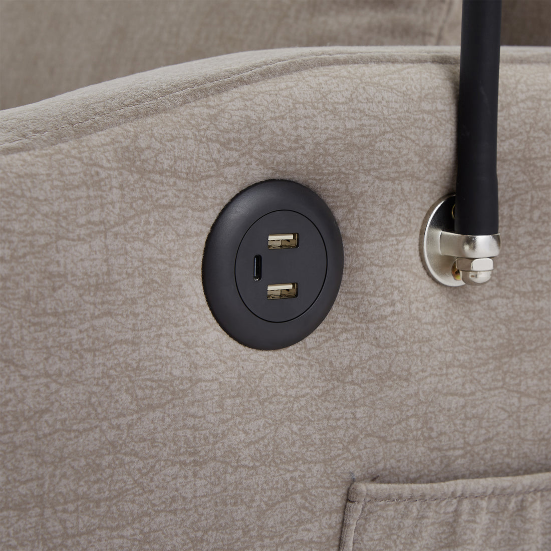 55.9" Convertible Sofa Bed Loveseat Sofa With Three Usb Ports, Two Side Pockets, Two Cup Holders And 360 Swivel Phone Holder For Living Room, Light Grey Light Grey Foam Polyester