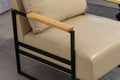 Leather Accent Chair Guest Chair For Living Room, Mid Century Armchair For Bedroom Khaki Pu