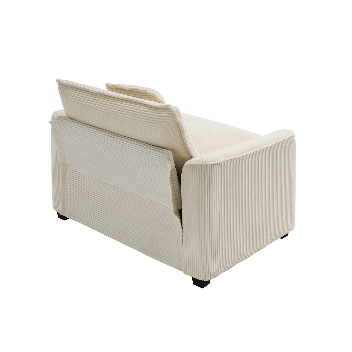 Mid Century Modern Set Of 2 Sofas With One 3 Seater Sofa And One Single Accent Chair, Light Beige Corduroy Fabric Beige Corduroy 4 Seat