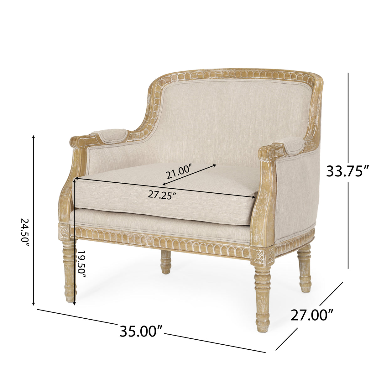 Club Chair Beige Brown Fabric