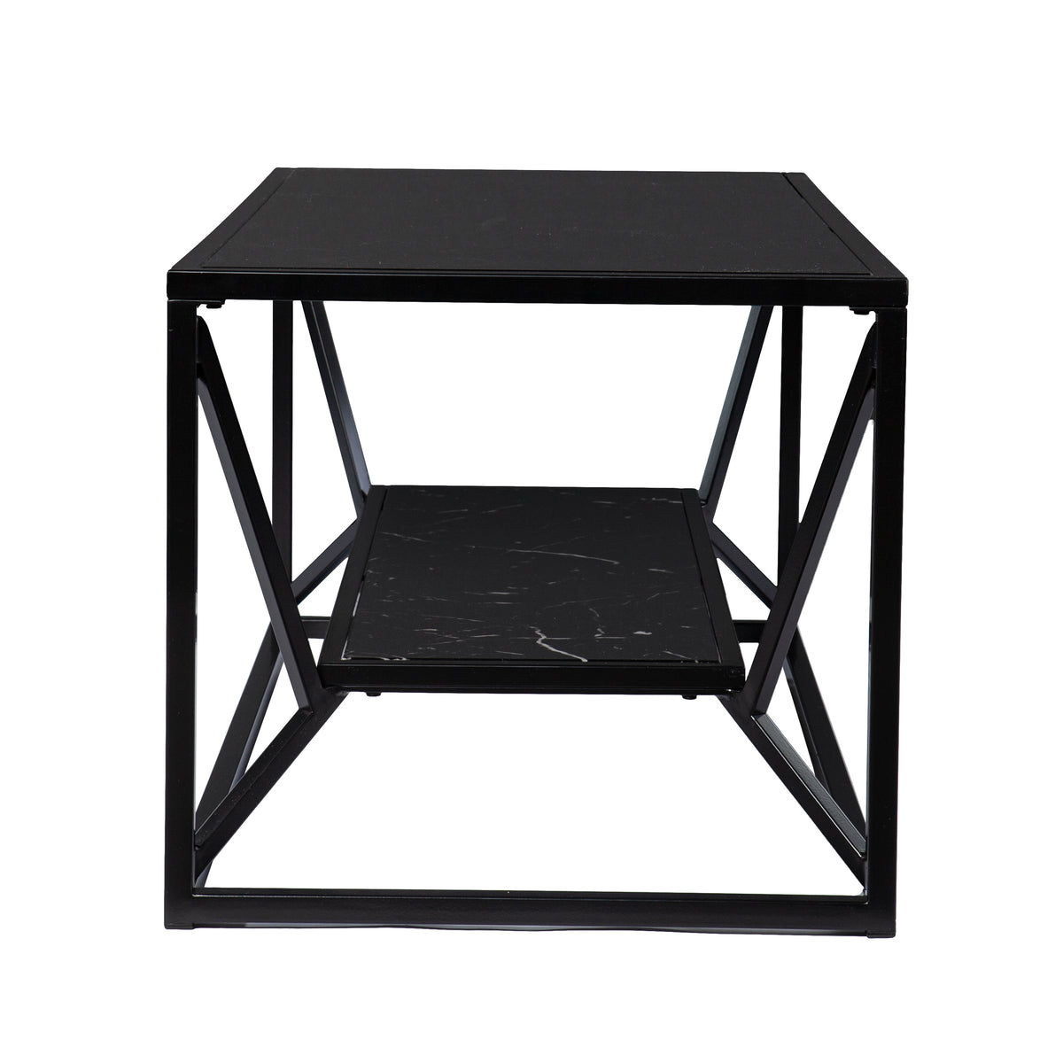 Argall Glass Top Cocktail Table W Storage Black Iron