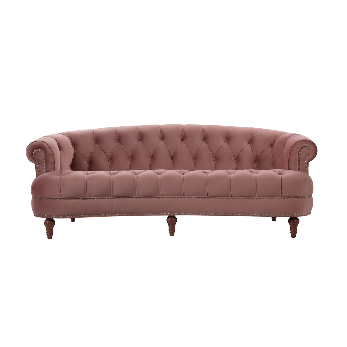 La Rosa Victorian Chesterfield Tufted Sofa, Ash Rose Pink Velvet Pink Foam Velvet 3 Seat