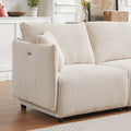 Multi Module Combination Style Sofa For Living Room, Bedroom And Other Lounge Spaces, Modern Minimalist Corduroy Combination Sofa With 2 Comfort Cushions With Usb & C Charging Ports,Beige,Two Sets Beige Foam Fabric 8 Seat