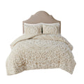 3 Piece Tufted Cotton Duvet Cover Set King Taupe Cotton