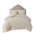 3 Piece Tufted Cotton Duvet Cover Set Queen Taupe Cotton