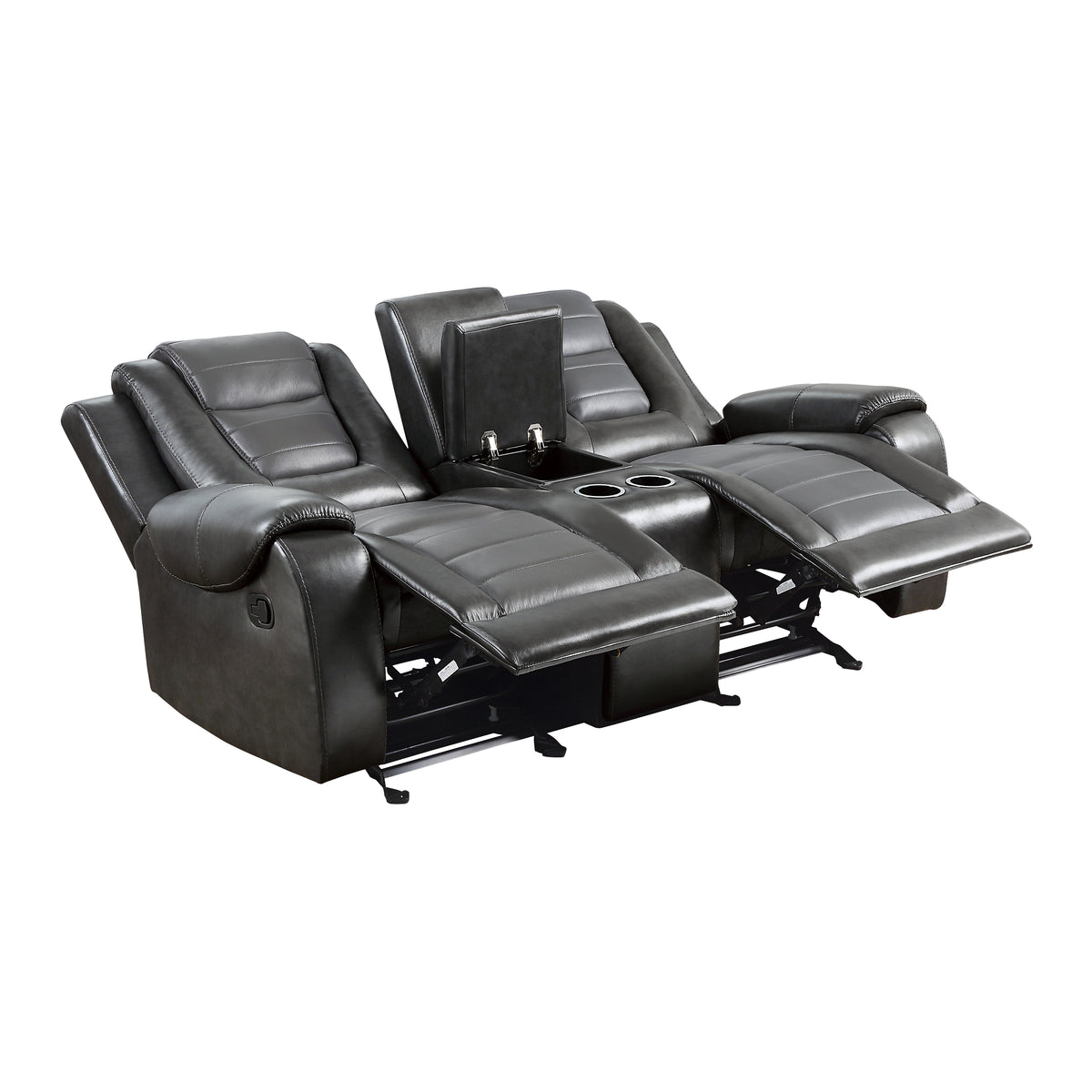Modern Luxury Living Room Sofa Set 2Pc Reclining Sofa Loveseat Formal Furniture Premium Faux Leather Upholstery Comfortable Two Tone Gray Finish Dark Gray,Light Gray Faux Leather Wood Primary Living Space Luxury,Modern Plywood,Solid Wood 5 Seat