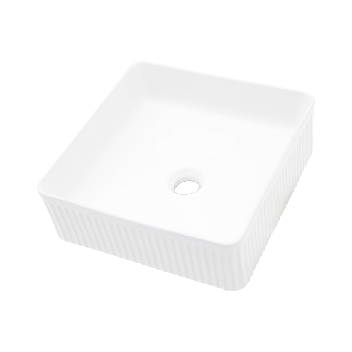 15.69"X15.69" White Ceramic Square Vessel Bathroom Sink White Ceramic
