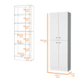 Cameron Pantry Cabinet With 4 Doors And 5 Hidden Shelves White White Kitchen Contemporary Rectangular Stationary Kitchen Islands Pine Particle Board Engineered Wood Small Less Than 40In