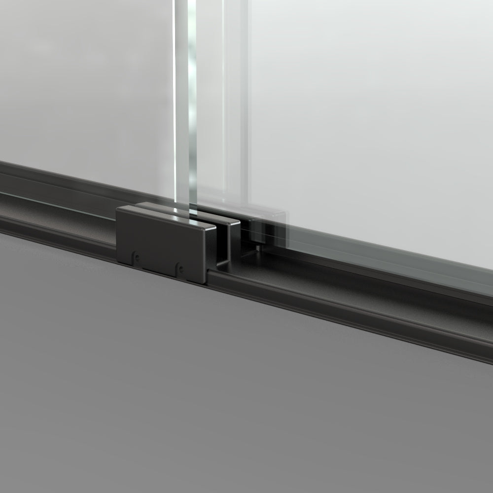 Semi Frameless Sliding Shower Door 56 60 In. W X 72 In. H, Bathroom Sliding Door With 5 16" Clear Tempered Glass, Matte Black Finish, Designed For Smooth Door Closing Matte Black Stainless Steel
