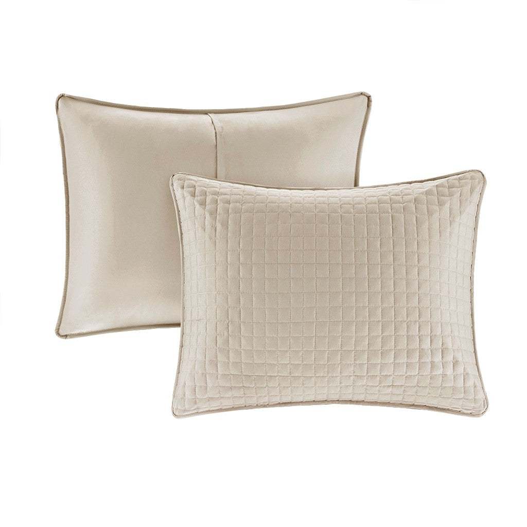 3 Piece Reversible Quilt Set Khaki King Cal King Khaki Polyester