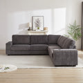 110 Inch Oversized Corduroy Corner Sofa,L Shaped Corner Couch With Two Storage Spaces,Usb Port & T Pyce Port And Cup Holderdeep Seat Comfy Upholstered Couches For Living Room Not Freely Combinable Dark Grey Corduroy 5 Seat