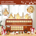 Homcom Christmas Advent Calendar, Light Up Table Xmas Wooden Bus Holiday Decoration With Countdown Drawer, Santa Claus Street House, For Kids And Adults Red Plywood