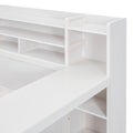 Wooden Full Size Daybed With Storage Shelves, Multi Functional Bed With Two Storage Drawers And Study Desk, Antique White Old Sku: Hl000089Aak Full Antique White Wood
