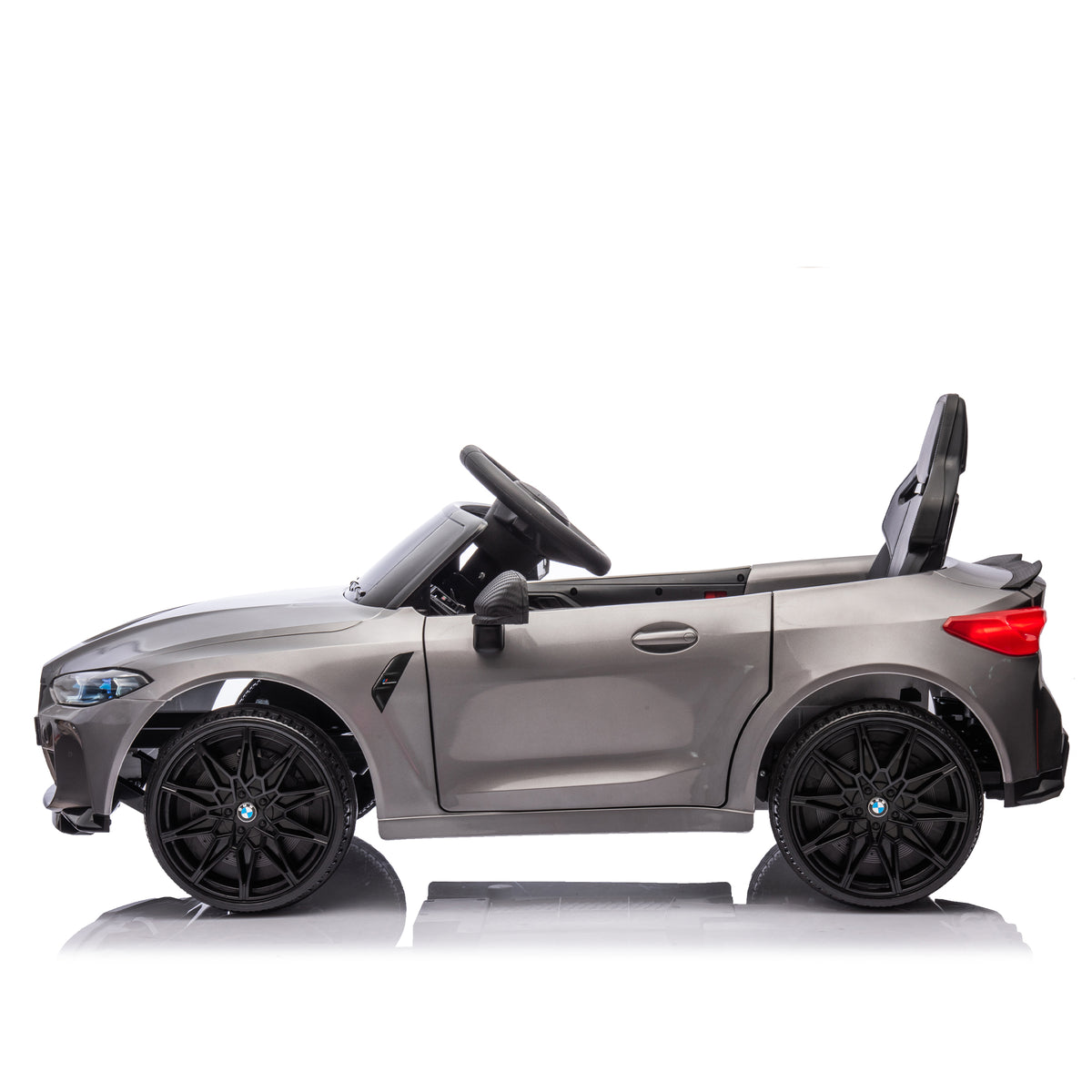 Bmw M4 12V Kids Ride On Painting Toy Car 2.4G W Parents Remote Control,Three Speed Adjustable,Power Display, Usb,Mp3 ,Bluetooth,Led Light,Story,A Handle With Wheels And A Pull, Easy To Carry Silver Polypropylene