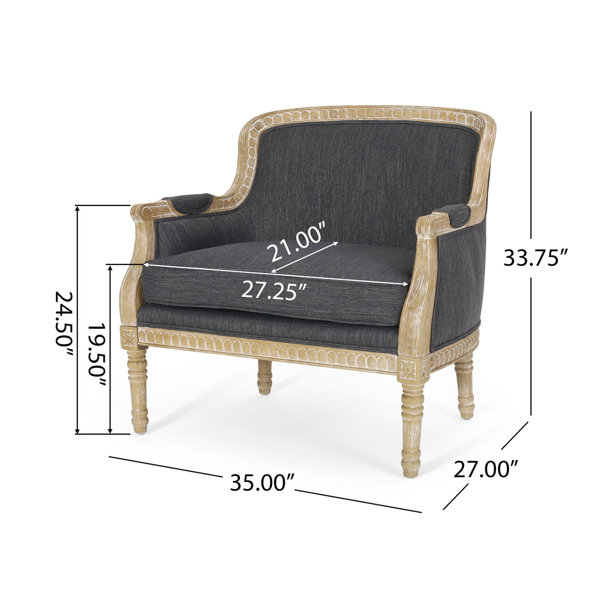 Club Chair Charcoal Fabric