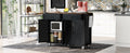 K&K 53.5''Farmhouse Kitchen Island With Power Outlet, Kitchen Storage Island With Drop Leaf, Spice Rack And Drawer, Rolling Kitchen Cart On Wheels, For Home, Kitchen And Dining Room, Black Black