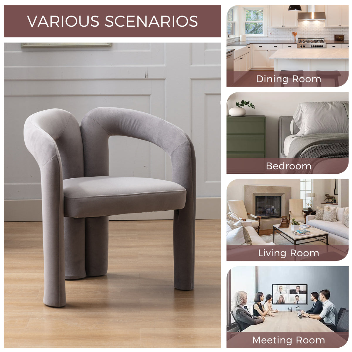 Coolmore Contemporary Designed Velvet Fabric Upholstered Accent Dining Chair Barrel Side Chairs Kitchen Armchair For Living Room Set Of 2 Gray Velvet Gray Foam Velvet