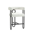 Coolmore Bar Stools Set Of 2, Modern Bar Stool With Back, Black Metal Frames, Upholstered Bar Stools For Kitchen Island, Pub, Club Beige Chenille Beige Dining Room Foam Chenille