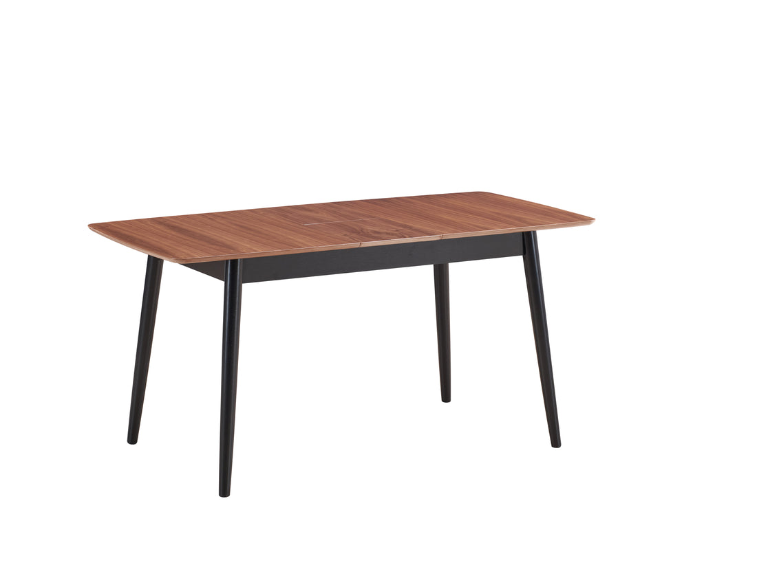 Natural And Black Dining Table With Bufferfly Extension Leaf Natural Black Seats 6 Dining Room Mid Century Modern Rectangular Wood