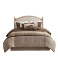 7 Piece Faux Suede Comforter Set Brown King King Brown Polyester